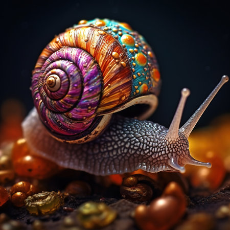 Rainbow Journey The Colorful Shell of the Snailの写真素材