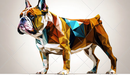 PolyBulldog Geometric Artwork Celebrating Bulldog Charmの写真素材