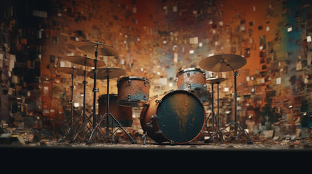 Rhythmic Beats Drum Kit in Actionの写真素材