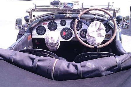 vintage cockpit decorated with 2 enlish tweed caps