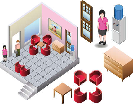 isometric of custom house interiorのイラスト素材