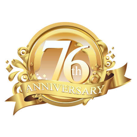 anniversary golden decorative background ring and ribbon 76のイラスト素材