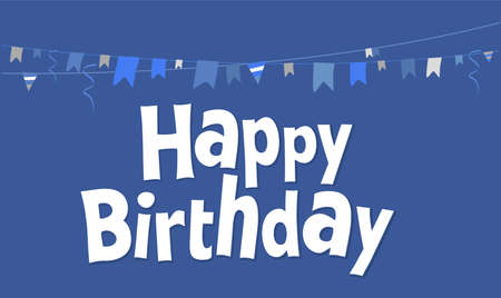 Happy Birthday lettering text banner, colorful calligraphy of birthday text with colorful confetti.のイラスト素材