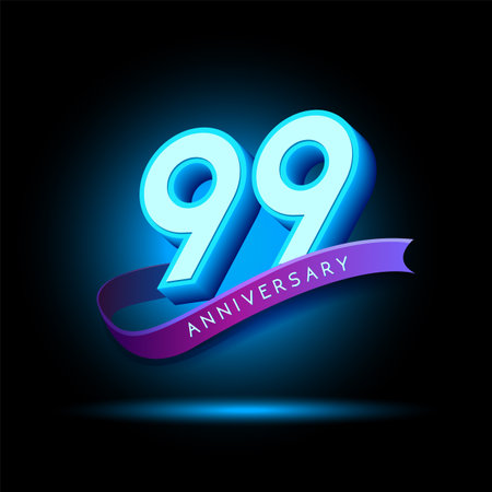 99 Anniversary 3D text with glow effectのイラスト素材