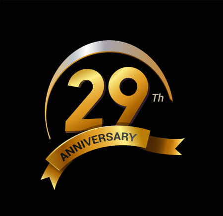 29 years golden with swoosh anniversary logo celebration designのイラスト素材