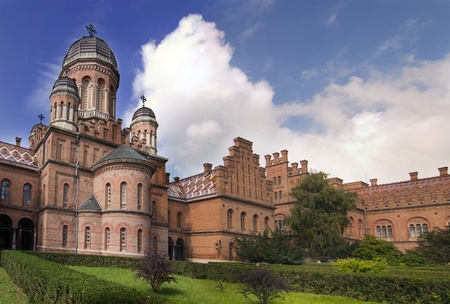 Landmark in Chernivtsi, Ukraine, orthodox church at University (the former Metropolitans residence)