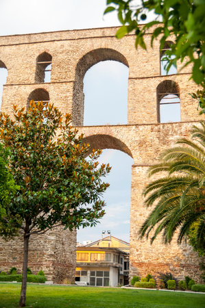 Kavala, Greece - roman aqueductのeditorial素材