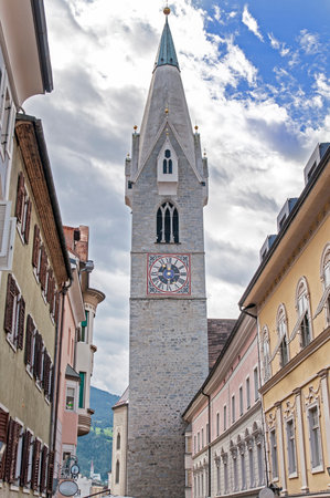 White tower in Brixen / Bressanone, famous landmark of the cityのeditorial素材