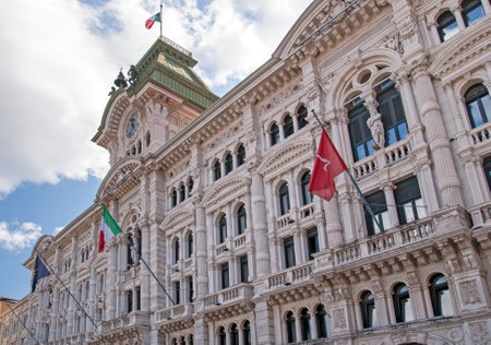 Facade of town hall of Italian seaport Trieste