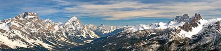 Winter landscape panorama in Dolomites at Cortina D'Ampezzo ski resort, Italy