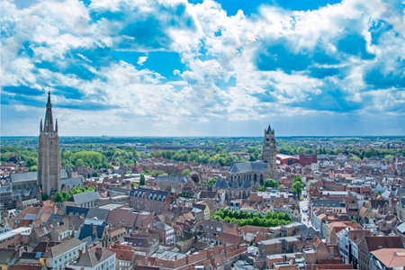 Cityscape in old town Brugge / Bruges of Belgiumのeditorial素材
