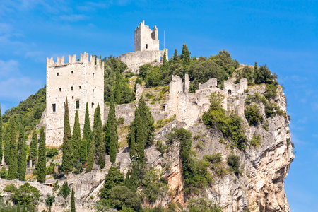 Arco, pictoresque village with fortified castle in Trentino province, Italyのeditorial素材