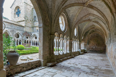 Cloister of Fontfroide cistercian abbey in Franceのeditorial素材