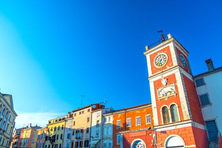 Rovinj, Istria, Croatia. town clock on Tito squareの写真素材
