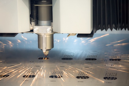 laser cutting machine technology industry background in factoryの写真素材