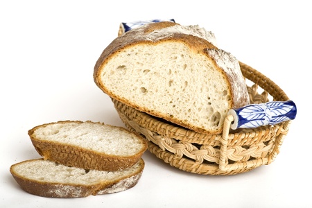 Fresh Bread Cutted Isolated on White Backgroundの写真素材
