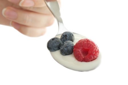 Diary Product Yogurt Cream with Spoon for Breakfastの写真素材