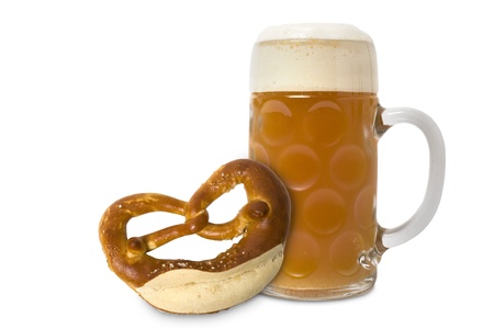 Bavarian Oktoberfest beer glass isolated on whiteの写真素材