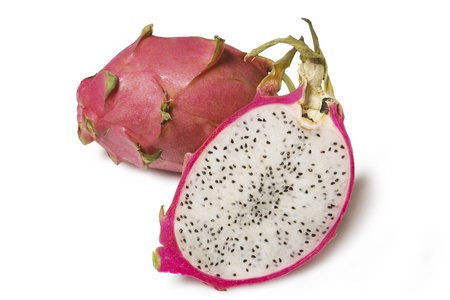 Fresh and colorful pitahaya fruit solated on white backgroundの写真素材