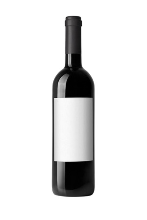 red wine bottle isolated on whiteの写真素材