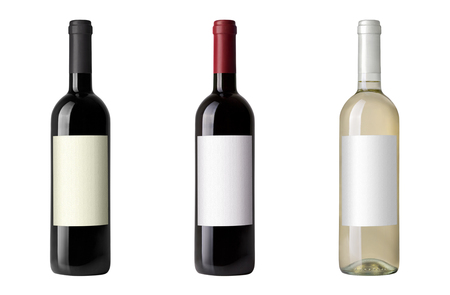 red wine bottle isolated on whiteの写真素材
