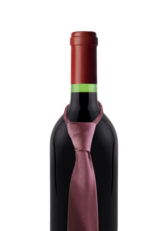 red wine bottle isolated on whiteの写真素材