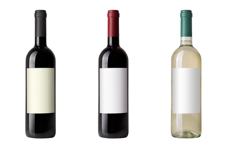 red wine bottle isolated on whiteの写真素材