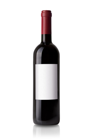 red wine bottle isolated on whiteの写真素材