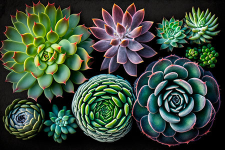 Houseplant succulents Top view Generative Ai.の素材