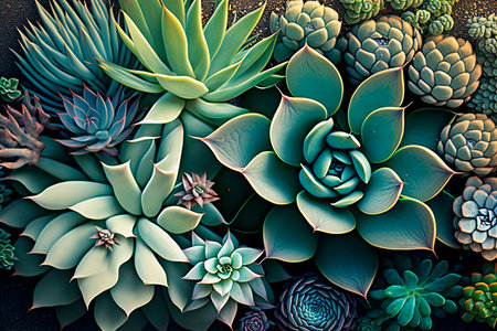 Houseplant succulents Top view Generative Ai.の素材
