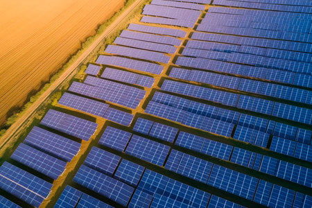 Solar panels, alternative energy sources concept, AI generative.の素材