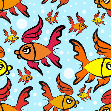 seamless colorful cartoon fishes patternのイラスト素材