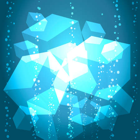 abstract illustration of ice cubes in the water with bubblesのイラスト素材