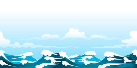 a seamless horizontal pattern with ocean wavesのイラスト素材
