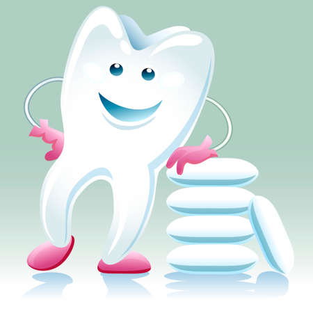 An illustration  of joyful healthy tooth with shewing gumのイラスト素材