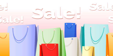 seamless horzontal pattern with various sale bags のイラスト素材