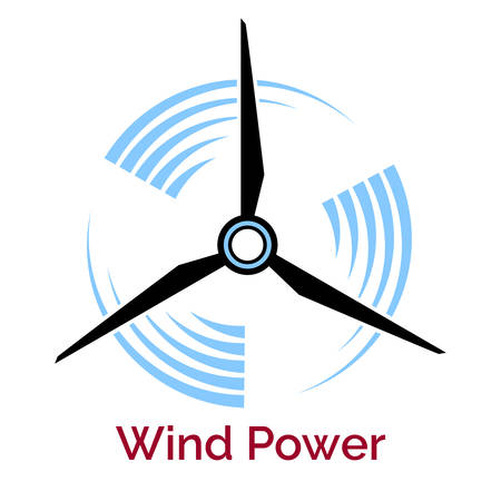 power making company icon with wind turbine isolated on whiteのイラスト素材