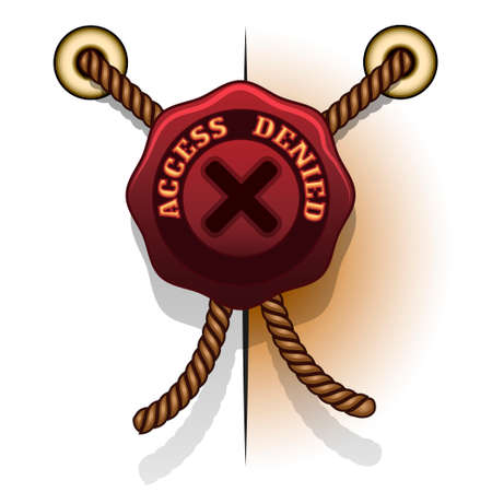 illustration of prohibition seal icon with access denied wordingのイラスト素材