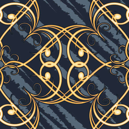 Seamless  pattern with swirls drawn in ornate vintage styleのイラスト素材