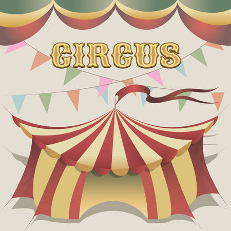 illustration of carnival tent drawn in retro poster styleのイラスト素材