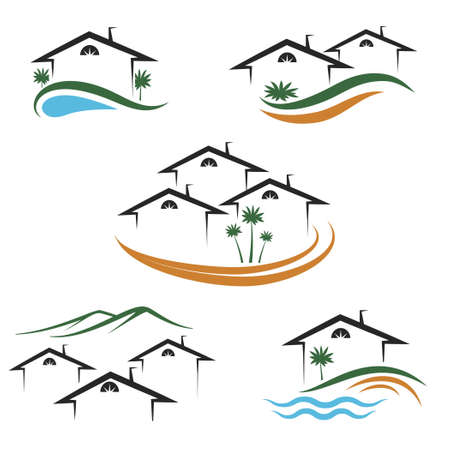 Set of houses and apartments  for real estate business designのイラスト素材