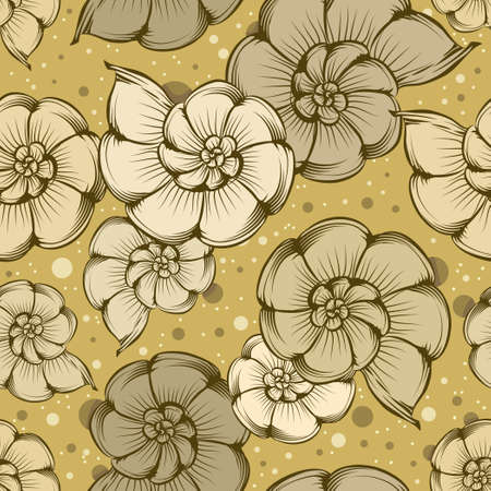 Seamless nautilus shells pattern drawn in sepia vintage styleのイラスト素材