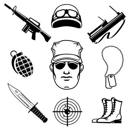 Military and special forces icon set. Isolated on white background.のイラスト素材