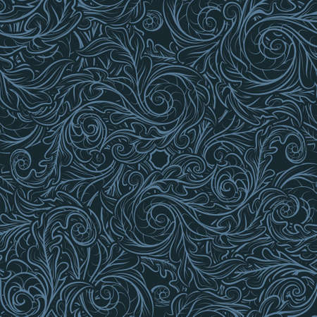 Floral seamless pattern drawn in retro style.のイラスト素材