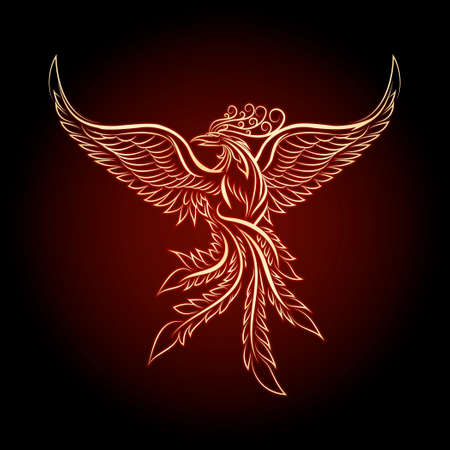 Phoenix emblem drawn in vintage tattoo style.のイラスト素材