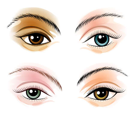 Female eyes set. Various races. Isolated on white backround.のイラスト素材