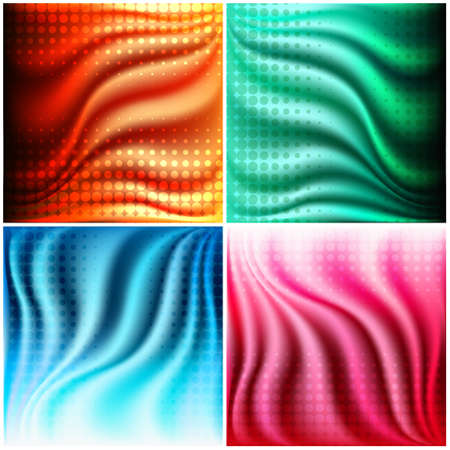 Set of abstract fold texture background with half tone overlay. Isolated on white background.のイラスト素材