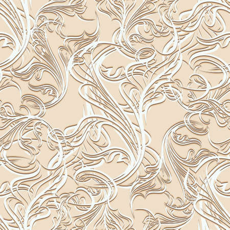 Seamless beige pattern drawn in retro style.のイラスト素材