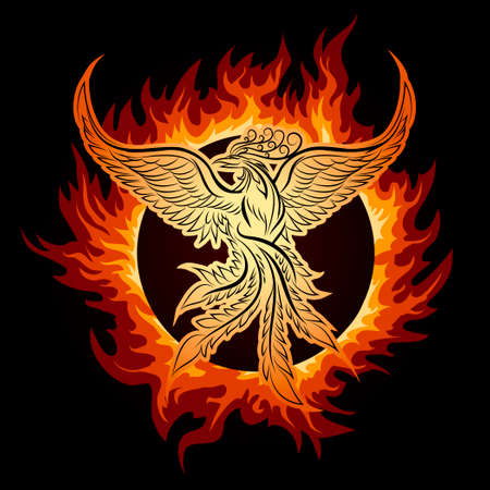 The Phoenix flying in ring of fire.のイラスト素材