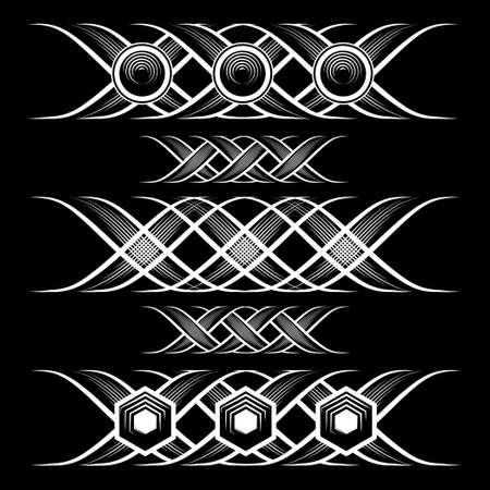 Ancient decoration elements in black and white colors. Good as dividers, frames, etcのイラスト素材